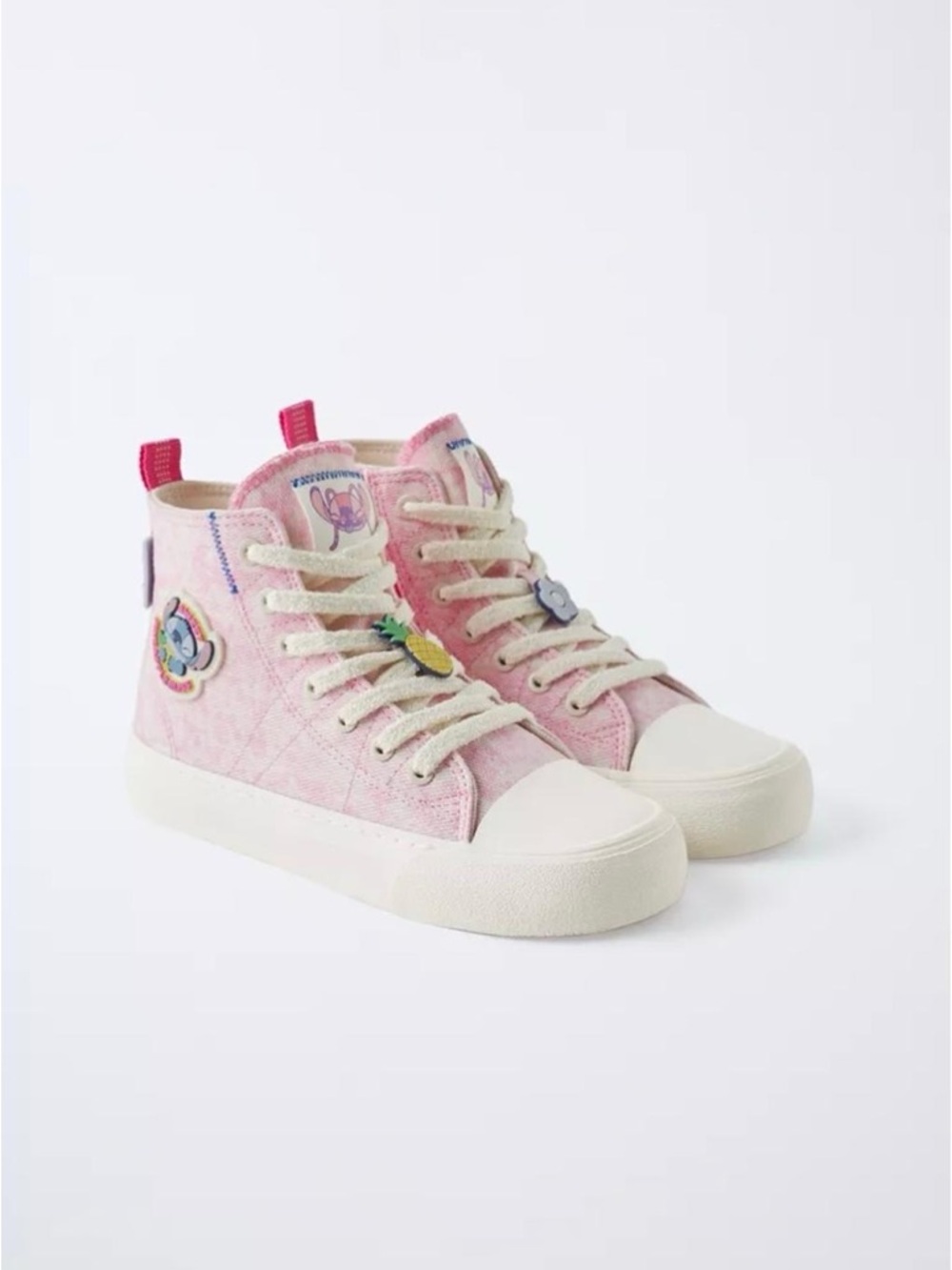 Zara Lilo & Stitch Disney Pink High-Top Sneakers Size 5 NWT